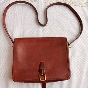 Coach Red Leather Bag- Saddle Pouch Small - Buckled Saddle Pouch - Burgundy